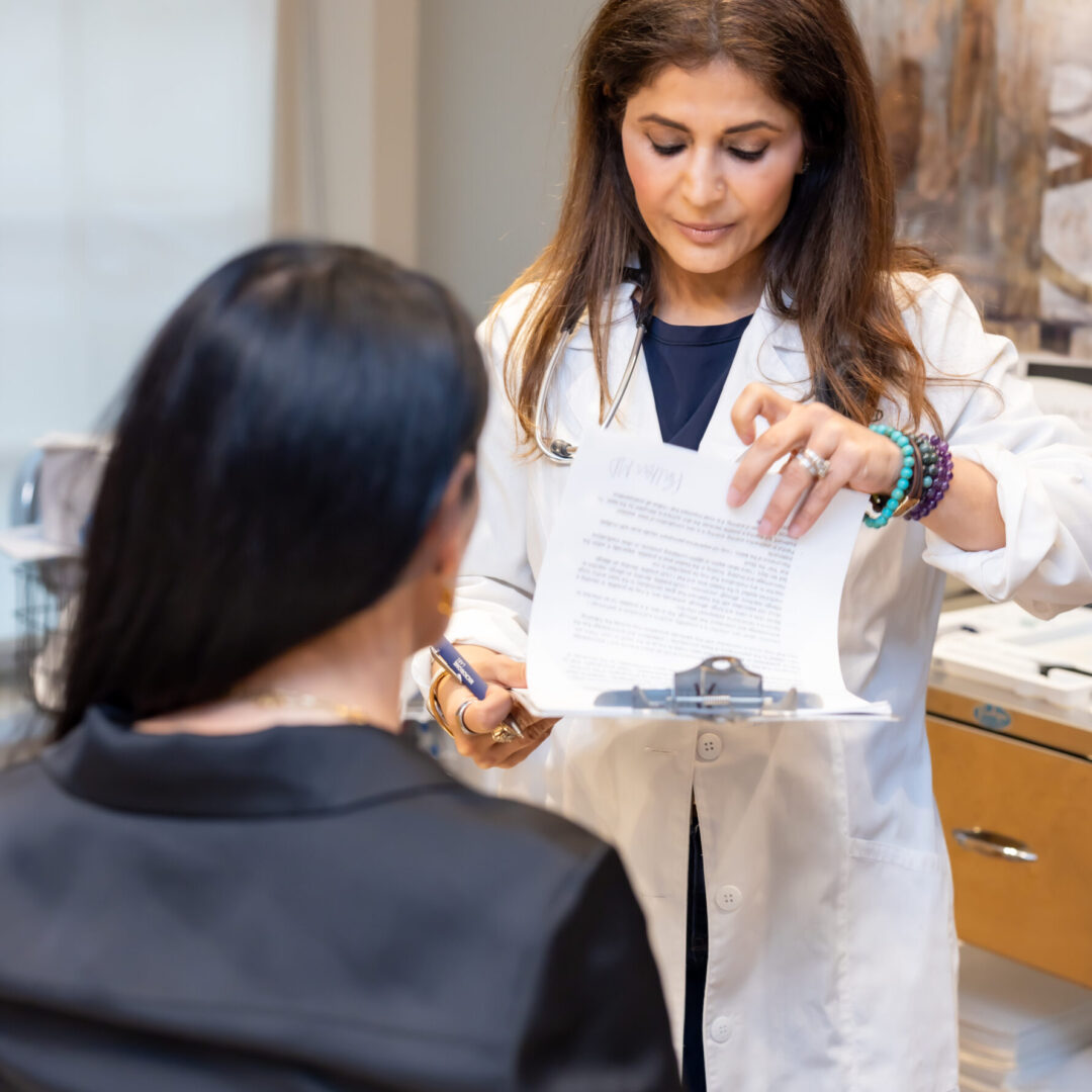 PRP for thinning hair Dr Farah T Sultan consulting her Patient at Vitalogy Wellness and Med Spa Dr Farah T Sultan consulting her Patient at Vitalogy Wellness and Med Spa