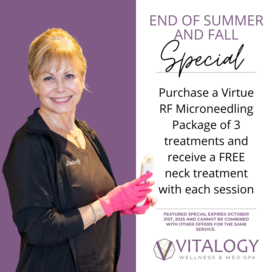 Purchase a Virtue RF Microneedling Package of 3 treatments and receive a FREE neck treatment with each session
